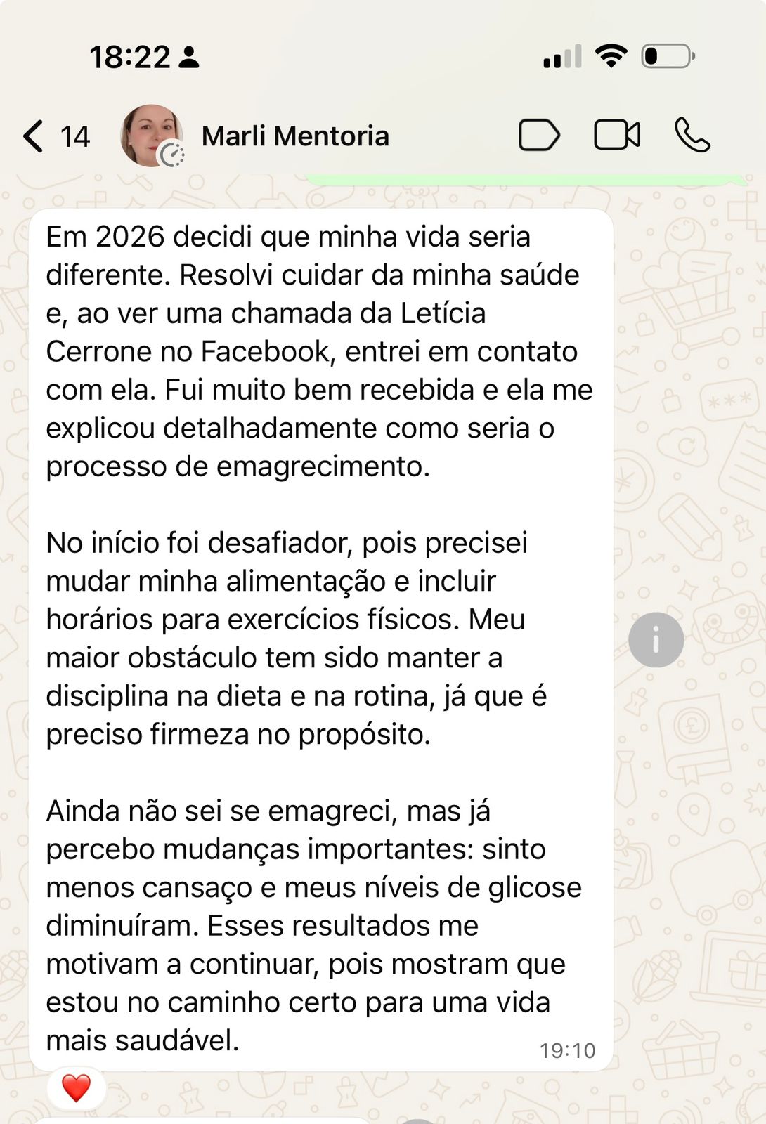 Depoimento de Marli sobre o Método Cerrone